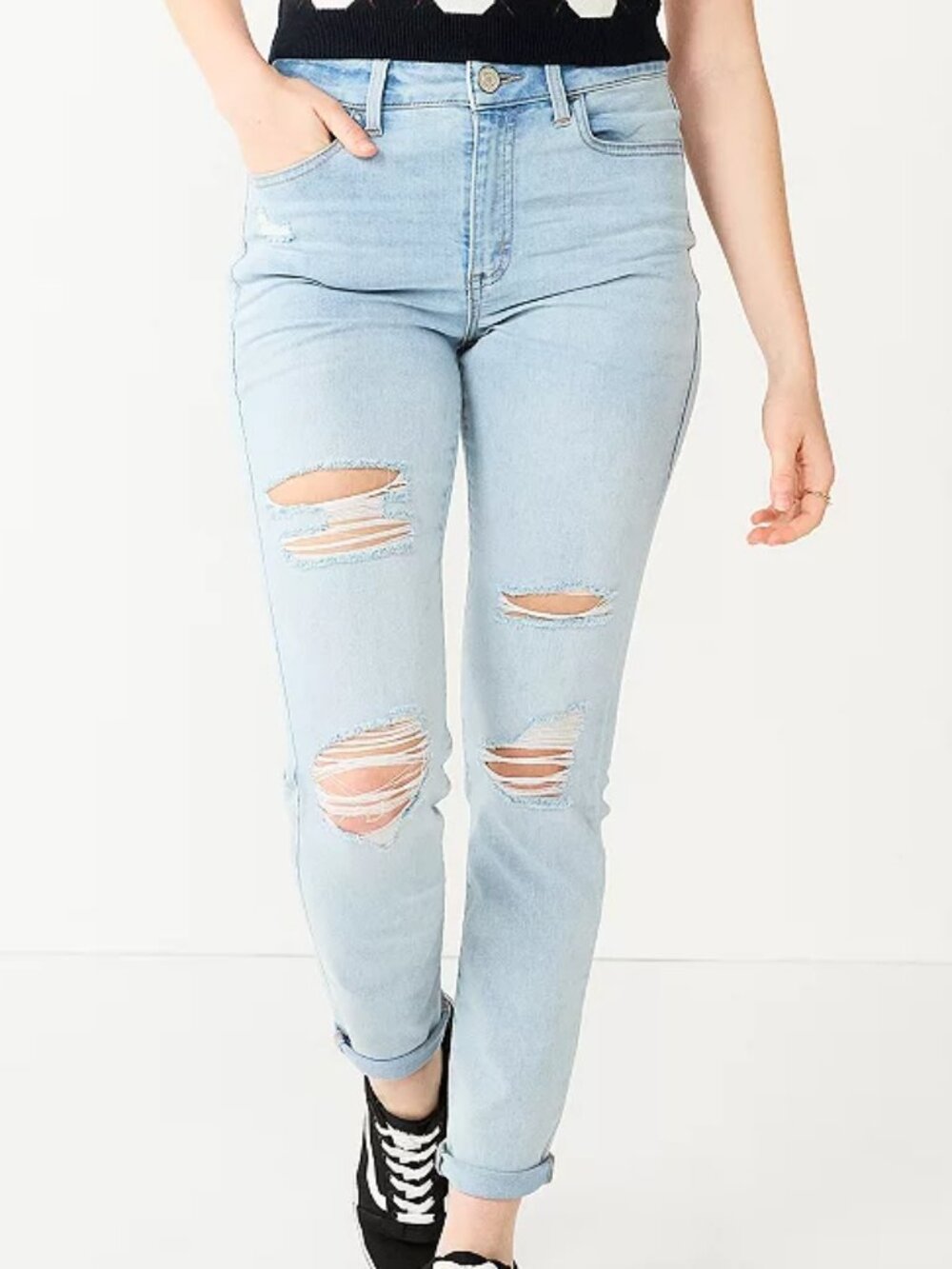 Junior's SO High Rise Destructed Skinny Jeans - Light Wash - 5 (27W) - NWT